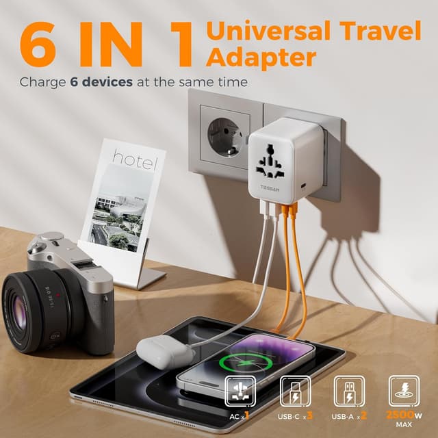 Detalle 2 de TESSAN Universal Travel Adapter 28W 🌍