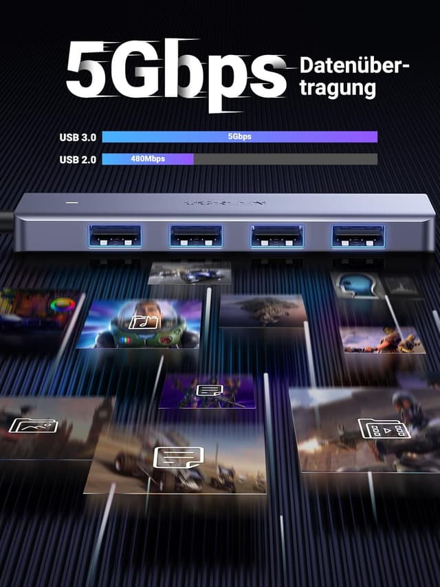 Detalle 2 de UGREEN USB C Hub 4x USB 3.0