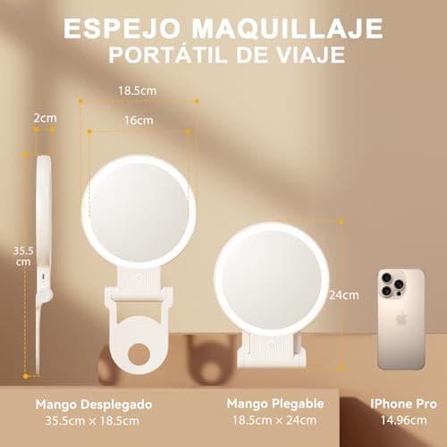 Thumbnail 7 de Auxmir Espejo Maquillaje con Luz Doble Cara 💄