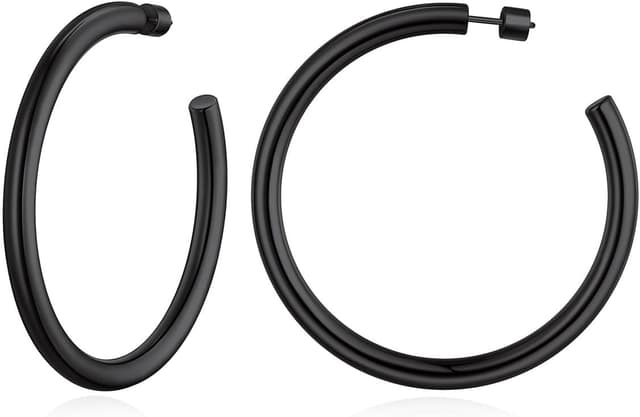 Detalle de FOCALOOK Creolen Damen Ohrstecker aus Edelstahl – Statement-Schmuck mit Zylinder-Röhren (30–80 mm)