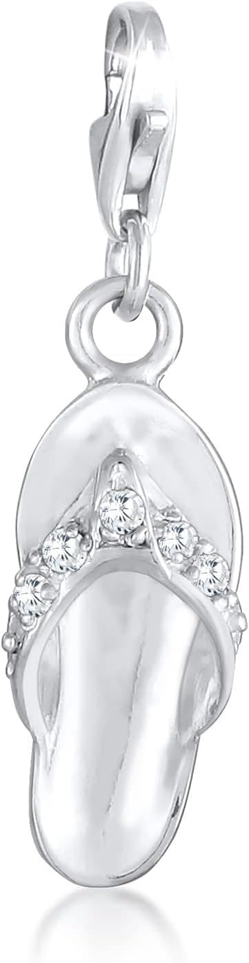Detalle de Nenalina Sandale Zehentrenner Karabiner Charm Anhänger aus 925 Sterling Silber (716004-019) für Bettelarmbänder