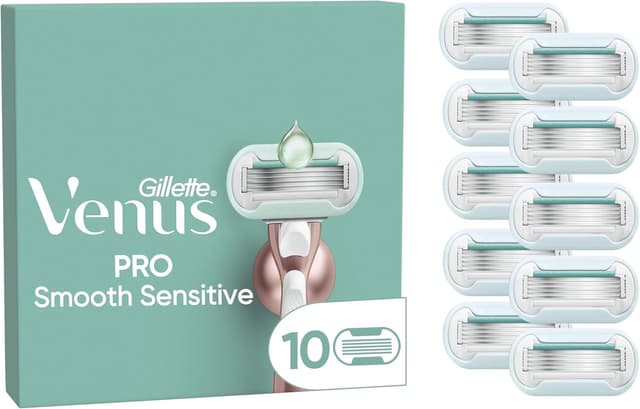 Detalle de Gillette Venus Pro Smooth Sensitive razor blade refills (pack of 10, five blades) for a smoother shave on sensitive skin