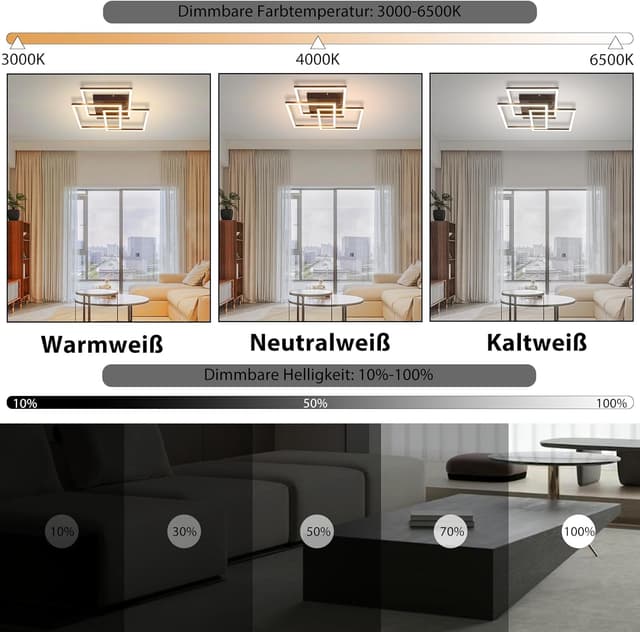 Detalle de Homefire LED Deckenleuchte 36 W für Wohnzimmer