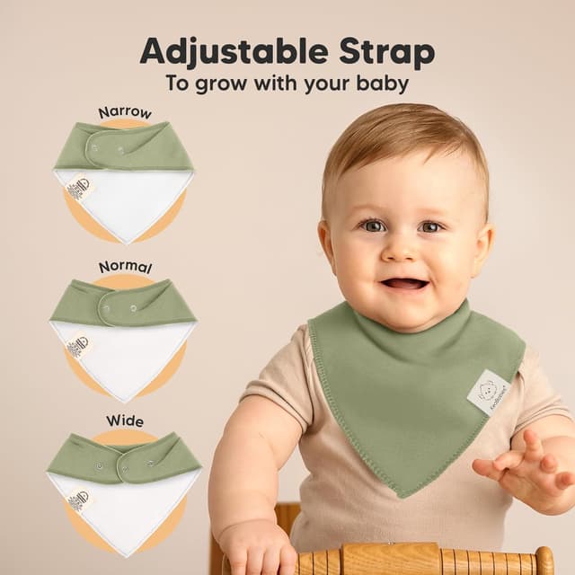 Thumbnail 2 de KeaBabies 8-Pack Organic Baby Bandana Bibs (Hunter) — Super Absorbent Cotton Triangle Bibs