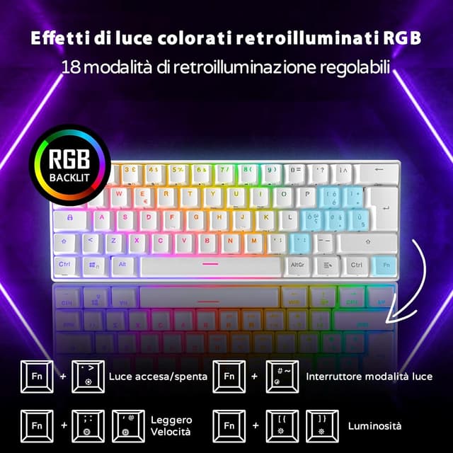 Thumbnail 4 de RK ROYAL KLUDGE RK61 Tastiera Meccanica 60% 62 tasti