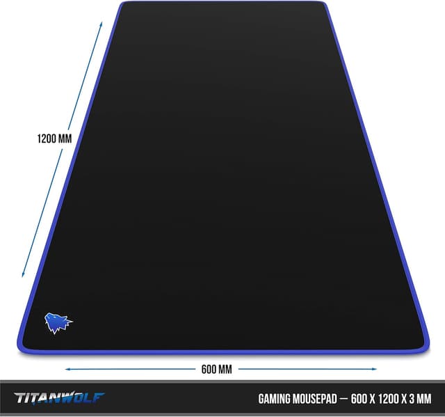 Detalle 2 de CSL Übergröße Gaming-Mauspad Titanwolf (1200 x 600 mm) – XXXL Unterlage für Maus & Tastatur