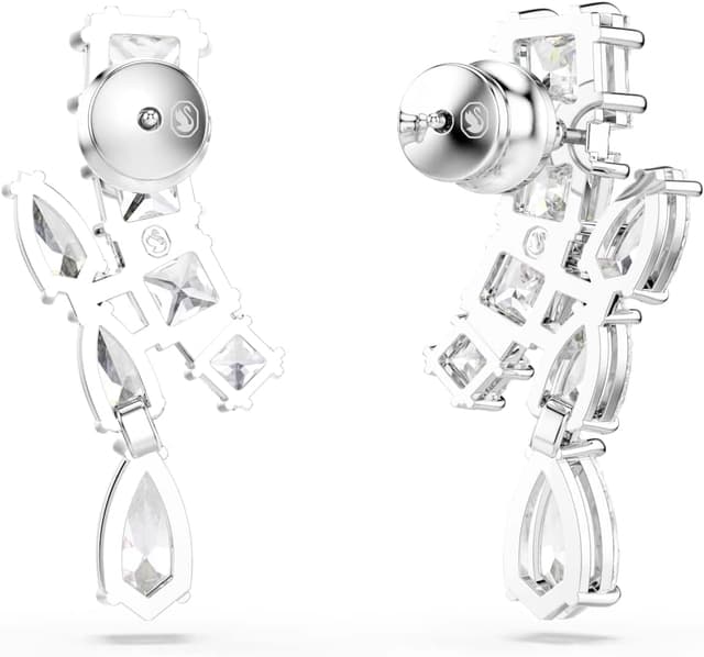 Detalle 2 de Swarovski Pendientes Matrix blancos, baño de rodio 💍