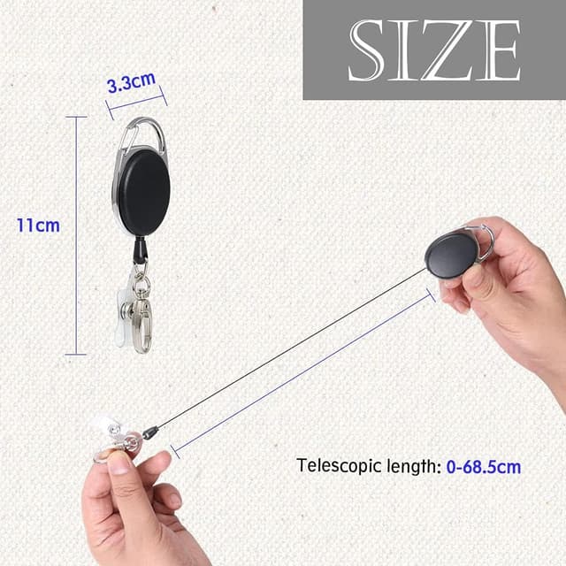 Detalle de Vicloon Ausweisjojo Schlüssel JoJo mit Schlüsselring (2-in-1) für ID-Badge-Holder – 3er-Set, schwarz