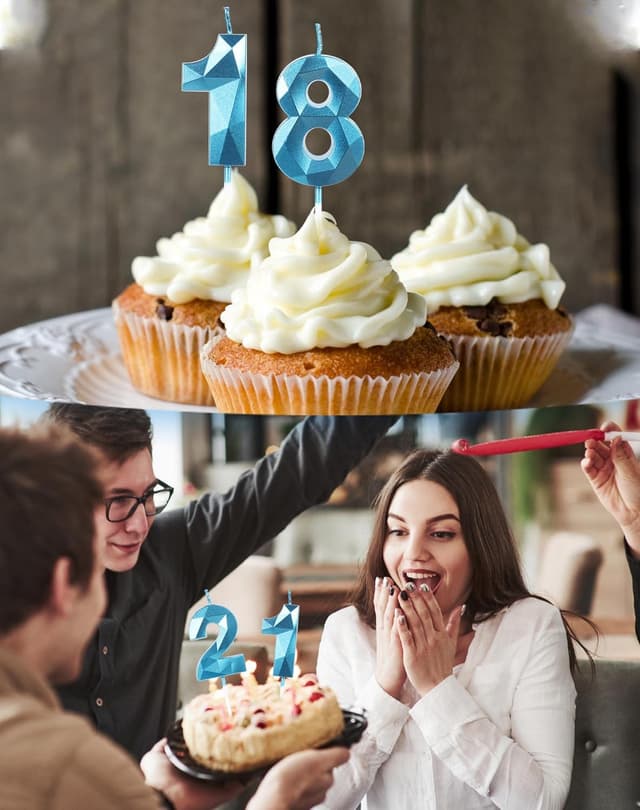 Thumbnail 4 de Yiran 16th Birthday Candles Number 16 Blue