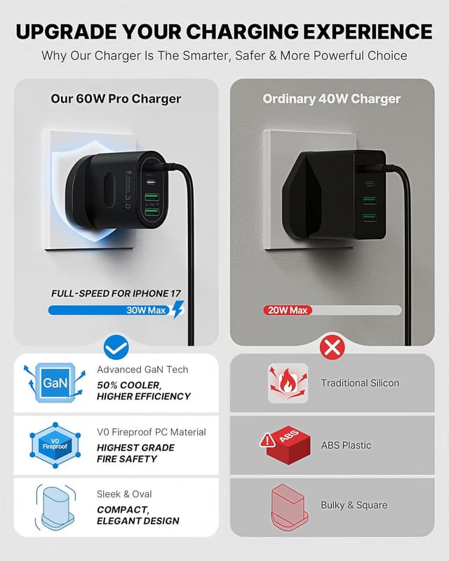 Detalle de 2 Pack 60W GaN USB-C charger