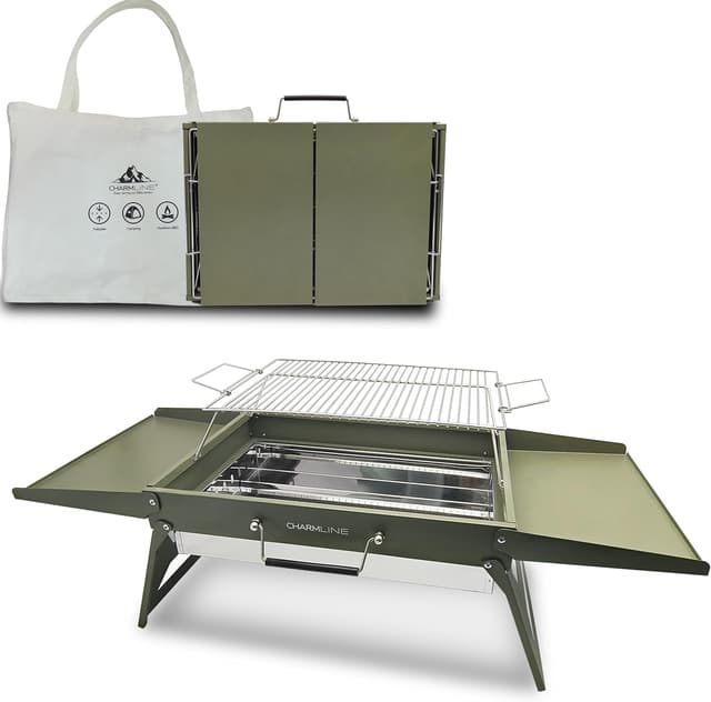 Detalle de Charmline barbecue portatile da tavolo in carbonella 51x35 cm verde