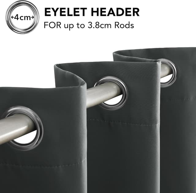 Thumbnail 6 de Deconovo Thermal Insulated Blackout Door Curtains (1 Pair) – Eyelet Ready to Hang, Dark Grey