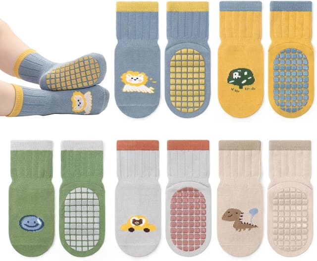 Detalle de ZYUPHY calzini antiscivolo bambino in cotone 5 paia