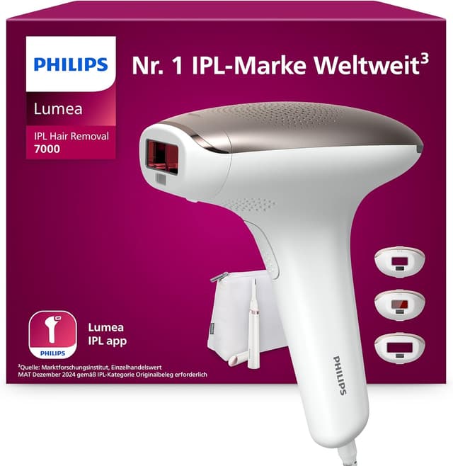 Detalle de Philips Lumea IPL 7000 Series (BRI923/00) – Haarentfernung per IPL mit 3 Aufsätzen für Körper, Gesicht & Bikinizone
