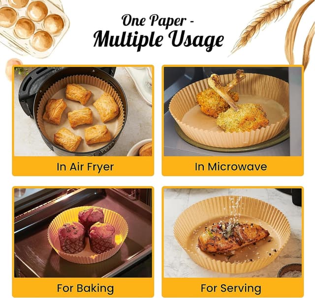 Detalle de Baker's Signature Round Air Fryer Liners Disposable (125 pcs, 8 inch / 20 cm)