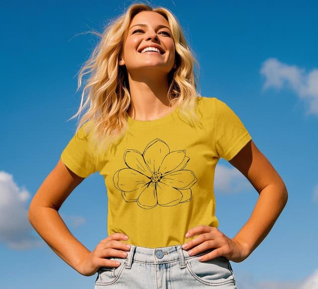 Detalle de Qskall Women’s Magnolia Floral Print T-Shirt (Plant Lover Tee)