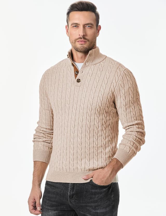 Thumbnail 6 de JMIERR Men's Cable Knit Pullover Sweater