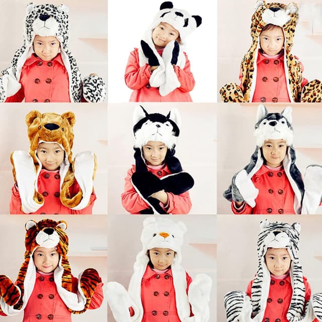 Thumbnail 5 de JK Home bonnet animal peluche 3 en 1