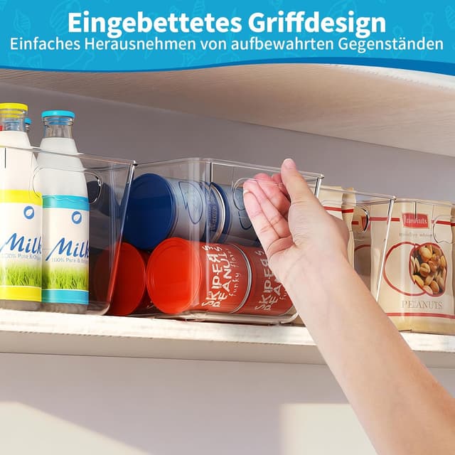 Detalle 2 de HPYLIF·H Kühlschrank Organizer-Set (4-teilig, BPA-frei) mit Griffen, klarer Übersicht – ca. 30 x 20 x 15 cm