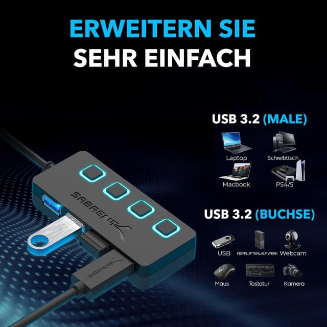 Thumbnail 4 de Sabrent HB-UMP3 4‑Port USB 3.0 Hub