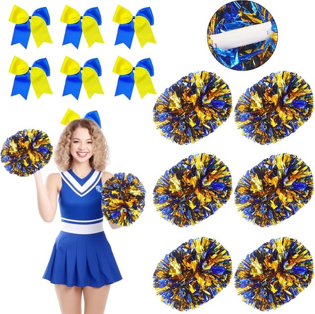 Detalle de 12Pcs Metallic Cheerleading Pom Poms 10.6"