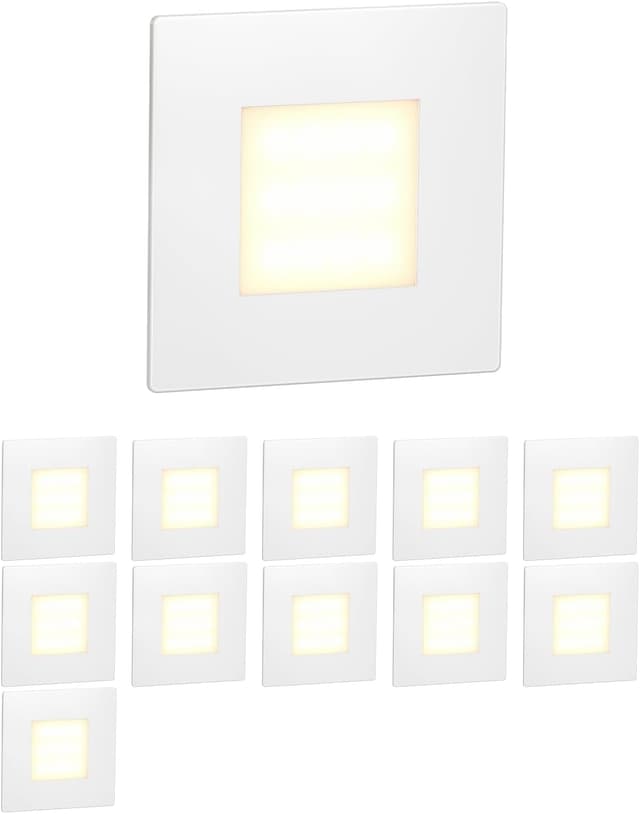 Detalle de ledscom.de LED Treppenlicht 12er Set 85 x 85 mm