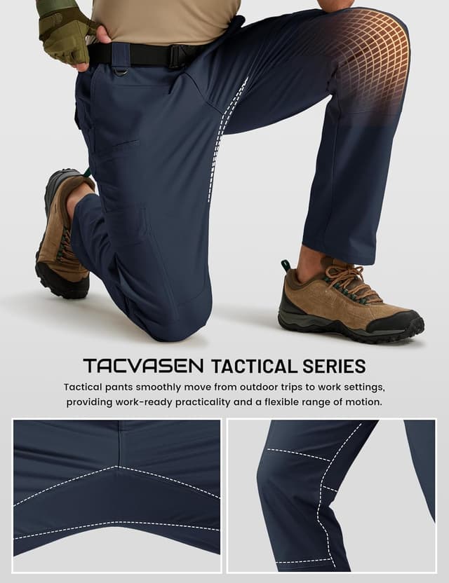 Detalle 2 de TACVASEN Men’s Tactical Cargo Pants (Water Resistant Ripstop) with 8 Pockets for Work, Hiking & EDC
