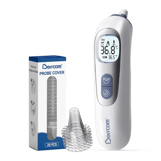 Detalle de Berrcom präzises Ohrthermometer mit vorgewärmter Sonde – Altersmodus für Babys & Erwachsene
