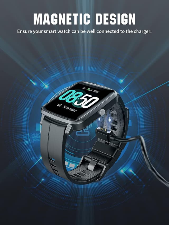 Detalle de TiMOVO Magnetic USB Charger Cable for compatible YAMAY ID205/ID216 smartwatches (3.3ft, black)