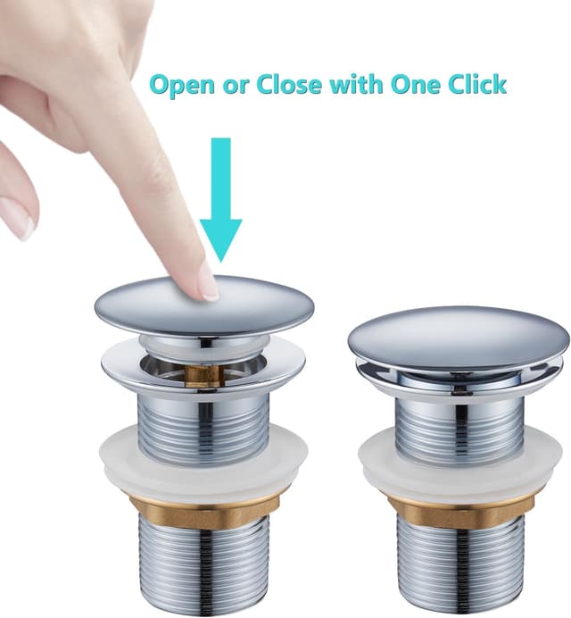 Detalle 2 de Ulytid sifone lavabo bagno con piletta universale antiodore e altezza regolabile (cromato) con apertura di pulizia