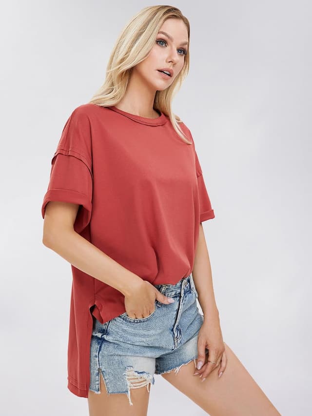 Detalle 2 de EXLURA Womens Summer Oversized T Shirts (2026) Oversized Crewneck Maternity & Workout Tunic Top