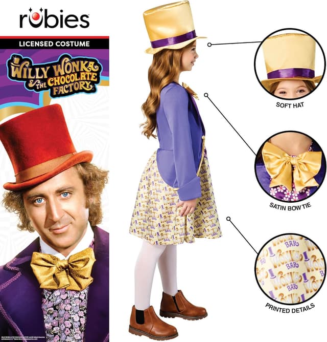 Detalle de Rubies Willy Wonka Girls Costume for Kids