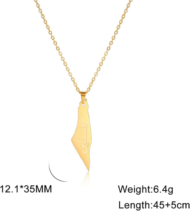 Detalle de EUEAVAN Palästina-Halskette mit Kontur-Karten-Anhänger aus Edelstahl