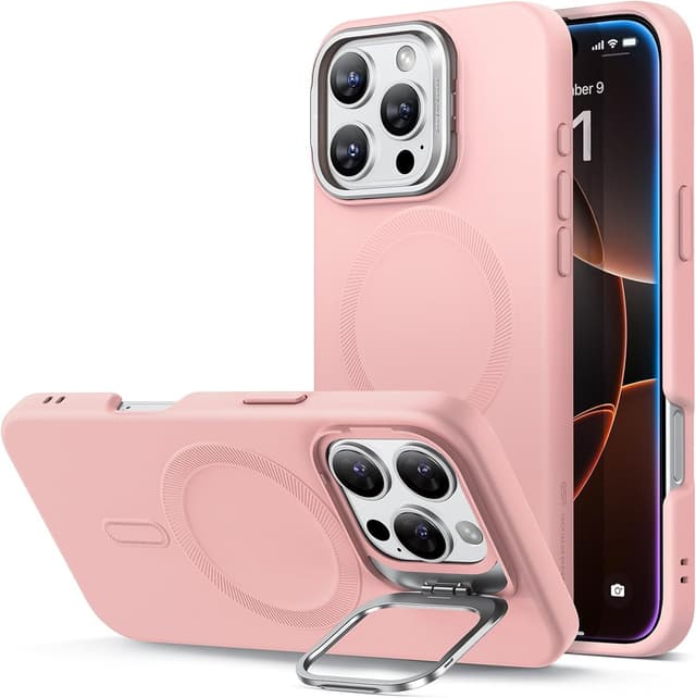 Detalle de ESR Cloud Series Silicone Case with Stand for iPhone 16 Pro (MagSafe) in Pink