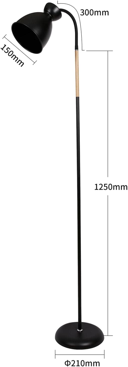 Detalle de Amdelne Lampada da terra vintage in metallo con attacco E27 e paralume orientabile 360° (H 159 cm) – nero