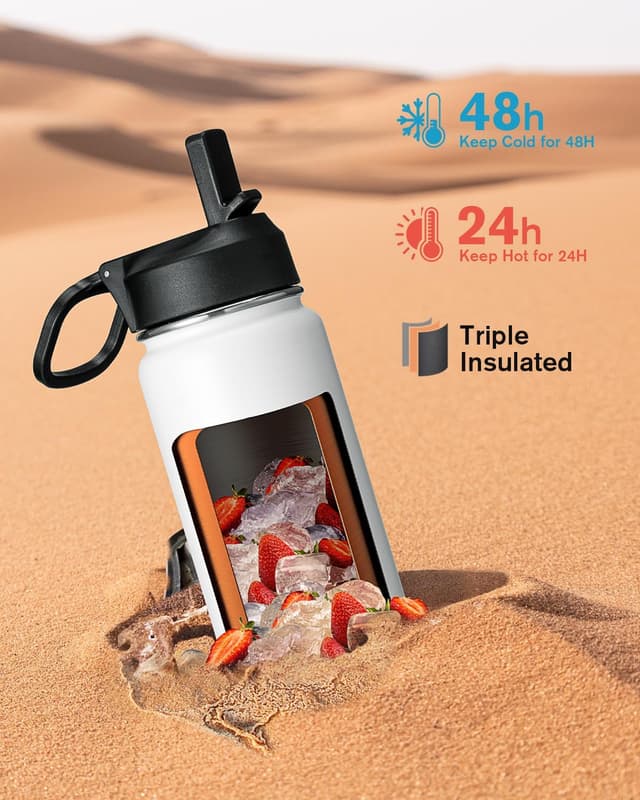 Thumbnail 1 de Coolflask 24 oz insulated water bottle with straw