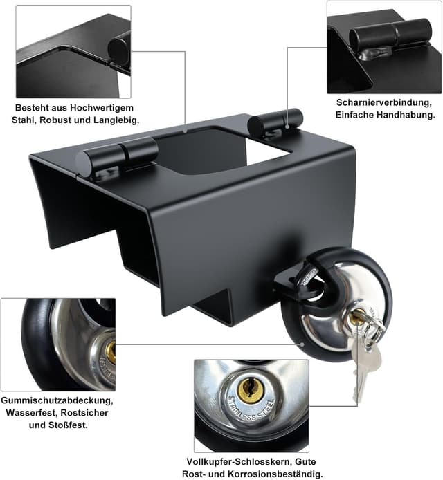 Detalle de Homvvi Anhängerschloss mit Rundschloss (Kastenschloss) für Anhänger & Deichsel