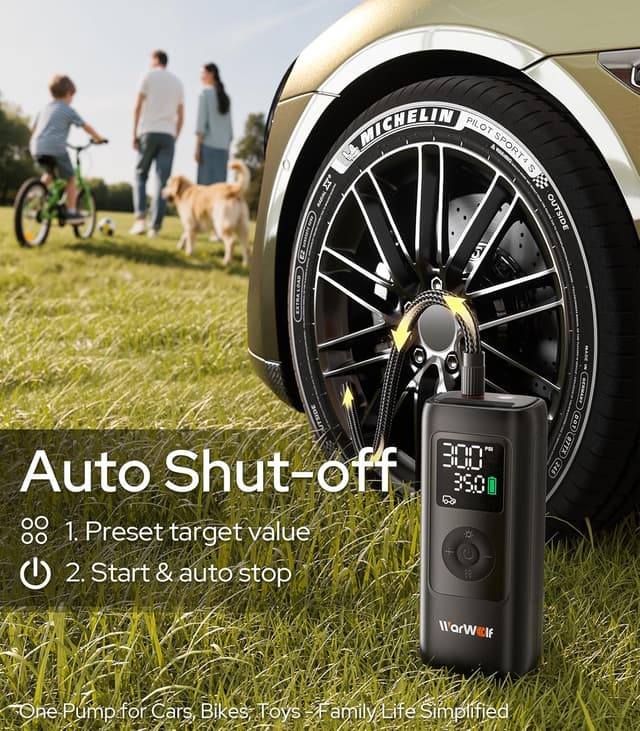 Thumbnail 5 de WarWolf 160PSI Portable Tire Inflator (Dual 12V DC) with Pressure Gauge, LED Light & Auto Shut-Off