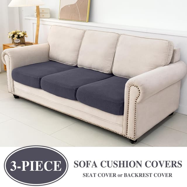 Thumbnail 1 de LA MEACK Couch Cushion Covers 3-Pack Dark Grey
