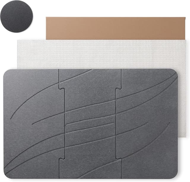 Detalle de Dai Lufei Tapis de bain en pierre 39 x 60 cm en diatomée – séchage rapide, antidérapant