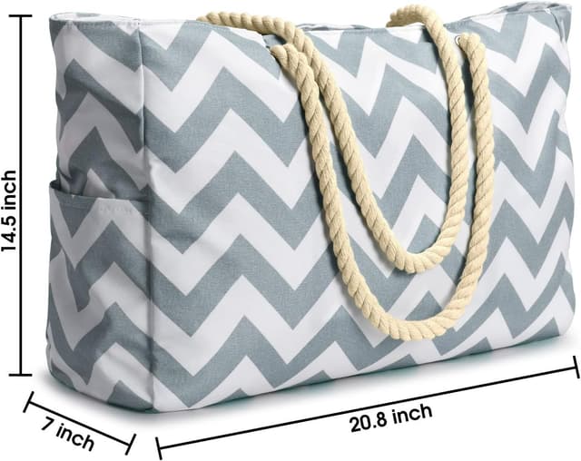 Detalle 2 de oscaurt Strandtasche XXL Familie Shopper Tasche wasserdicht mit Reißverschluss