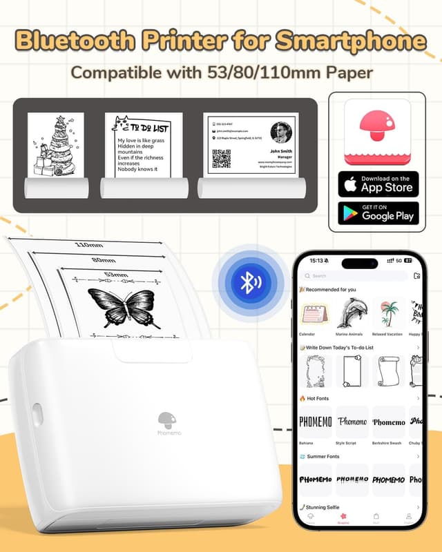 Detalle de Phomemo M04S Mini-Drucker für Smartphone (300 DPI) – Thermodrucker für 53/80/110-mm Sticker