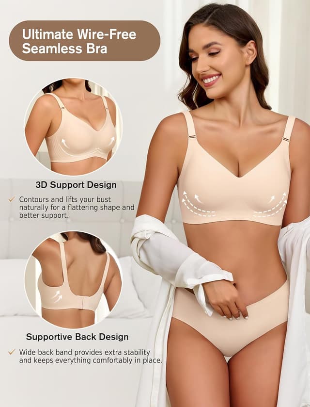 Detalle 2 de EIISSION Women’s Jelly Bra – Wireless Push Up Seamless Padded Bralette (Regular & Plus Size)