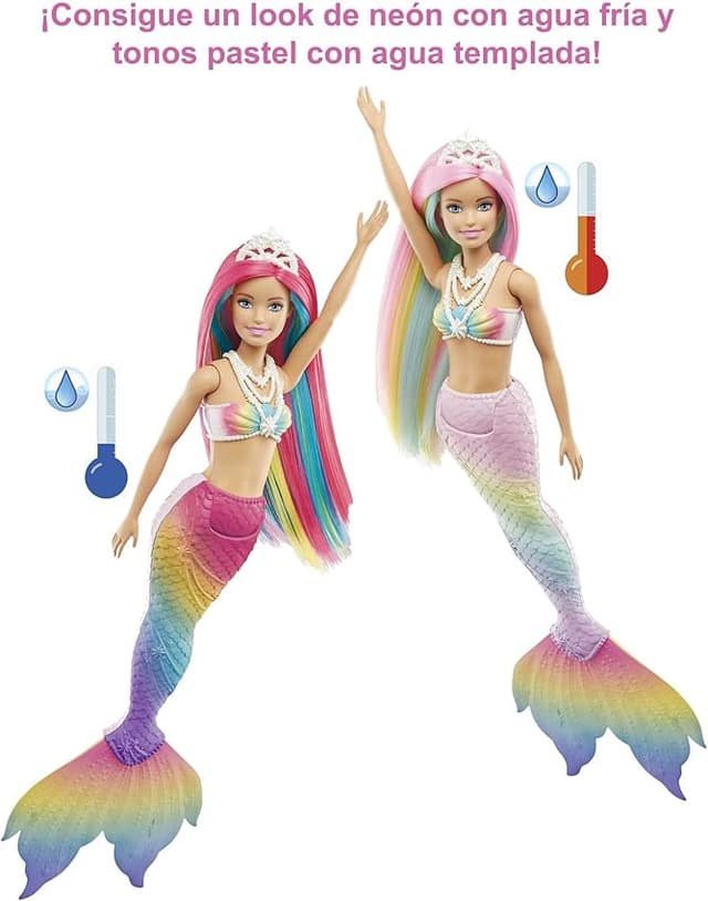 Detalle 1 de Barbie GTF89 Muñeca Sirena 🌊 - Cambio de Color y Magia