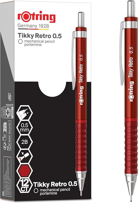 Detalle de rOtring Tikky Portaminas Retro 2B 0,5 mm | 12 unidades ✏