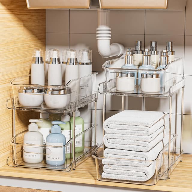 Detalle de Delamu 2-Tier Under Sink Organizers, 2-Pack ⚙