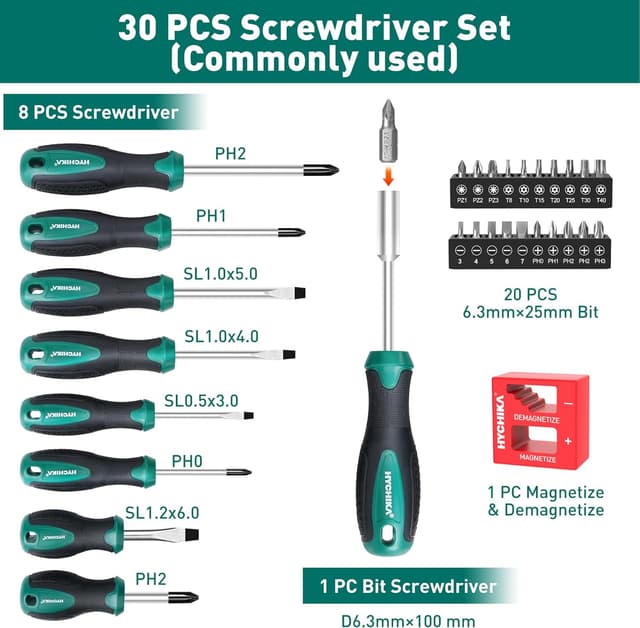 Thumbnail 4 de HYCHIKA Screwdriver Set 30-piece magnetic kit 🛠