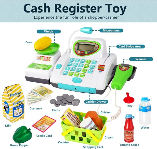 Thumbnail 4 de HERSITY Kaufladen Kasse Spielzeug Registrierkasse