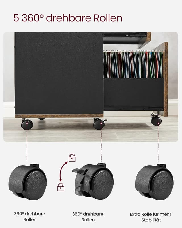 Thumbnail 6 de VASAGLE Rollcontainer OFC041B01 mit Rollen