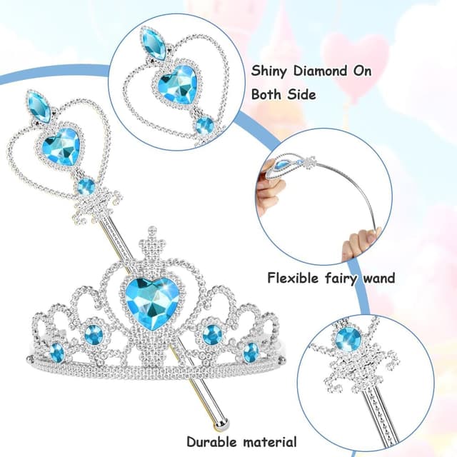 Thumbnail 2 de Aolso Elsa Dress Up Accessories Set (6 pcs) – tiara crown and magic wand princess props for girls